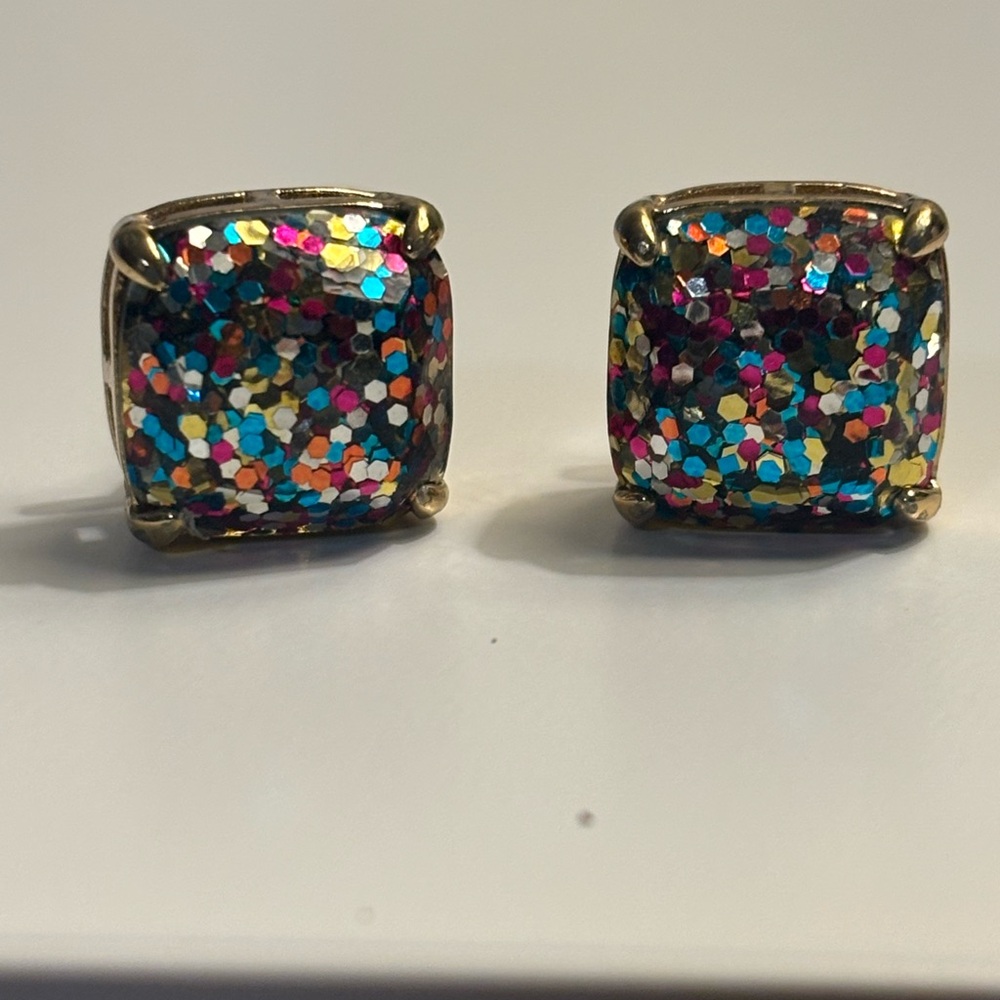Kate Spade Multicolor Glitter Square Earrings